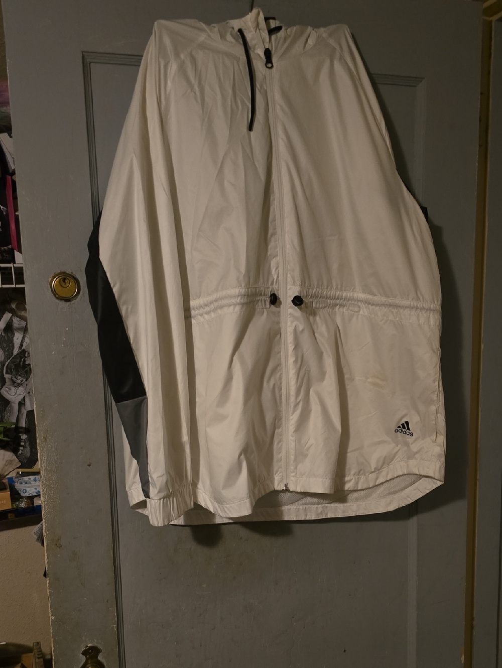 adidas White Windbreaker Jacket with Black Accents
